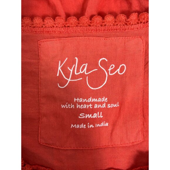 Kyla Seo Embroidered Fit and Flare Enola Tank in Spicy Orange - Sz S - NWT - Picture 4 of 9